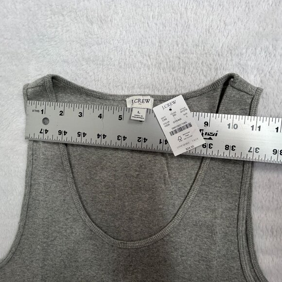 J.Crew Women's Ribbed Cotton Tank Top Large Gray Scoop Neck AY276 Casual New - Picture 3 of 5